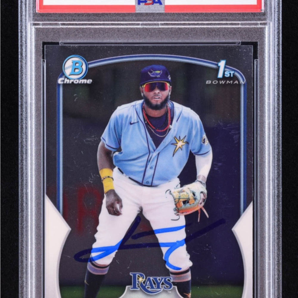 Baseball Trading Card with Autograph junior caminero